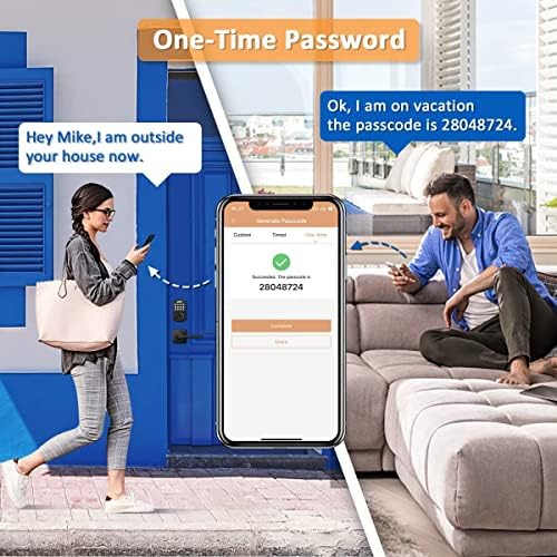 Smart Door Lock Set Keyless Fingerprint Entry Black