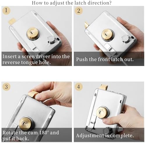 Zerodis Stainless Steel Rim Lock Set Anti-Theft Deadbolt with Handle