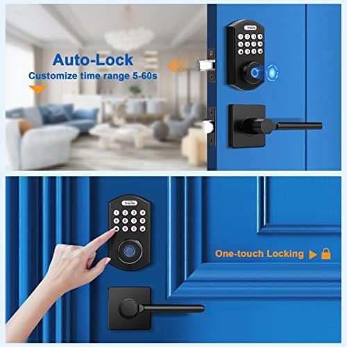 Smart Door Lock Set Keyless Fingerprint Entry Black