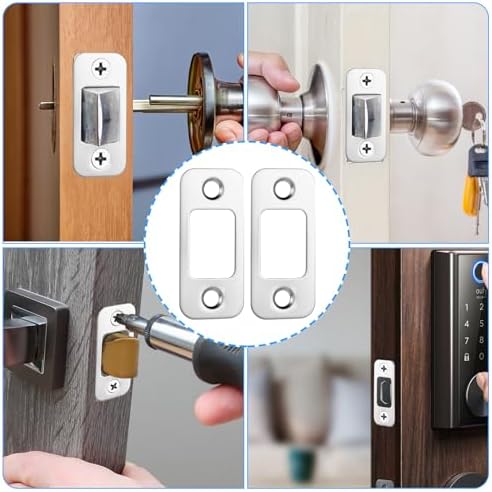 2 Pack Deadbolt Strike Plates Stainless Steel Adjustable