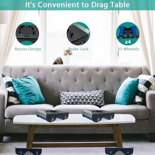 4 Metal Furniture Mover Sliders with 8 Wheels - Heavy Duty Furniture Lifter