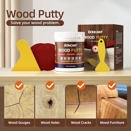Boncart Paintable Wood Filler Quick Repair for Holes Cracks in Wood Furniture