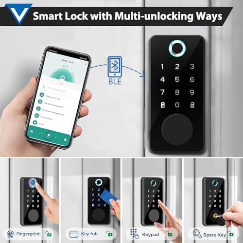 Smart Fingerprint Door Lock with 5 Unlock Methods Anti-Peeping Security